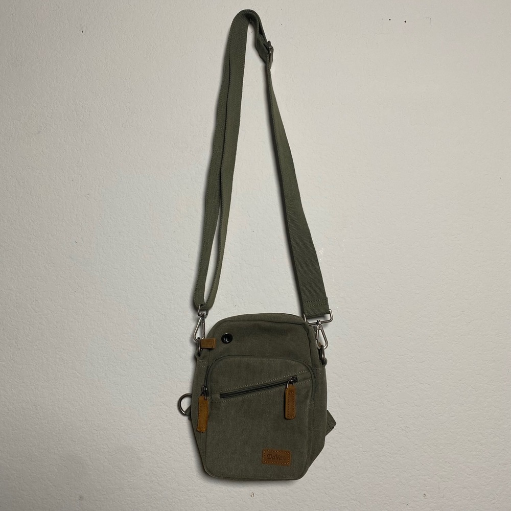 DaVan Crossbody Bag Olive‎ Green Canvas Small Travel Shoulder Bag